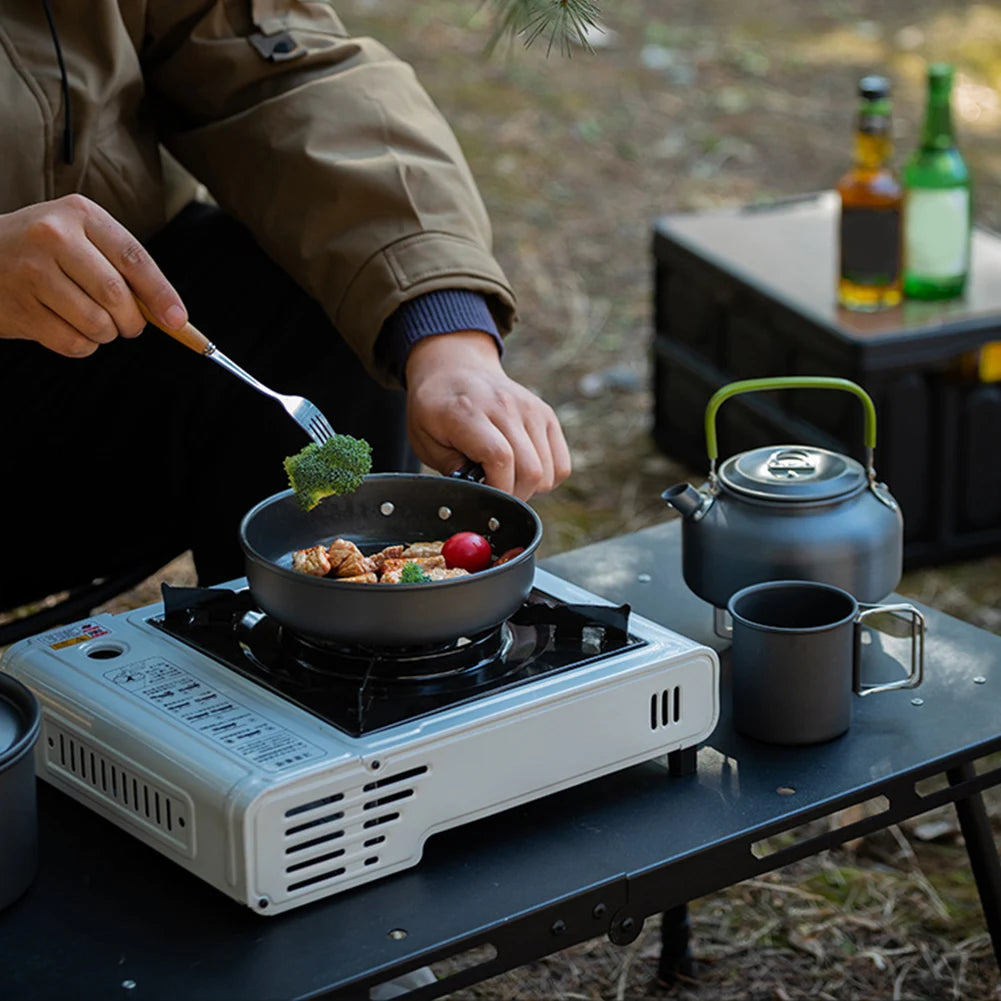 APWIKOGER Camping Cookware Set 3 Pcs Pot Pan Kettle With Mesh Bag
