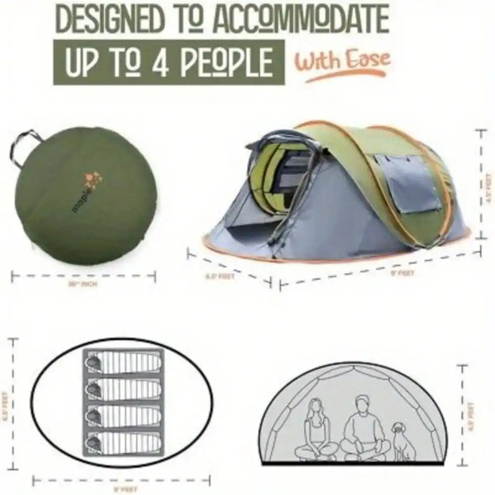 Easy Pop Up Camping Tent With Two Doors Waterproof UPF50