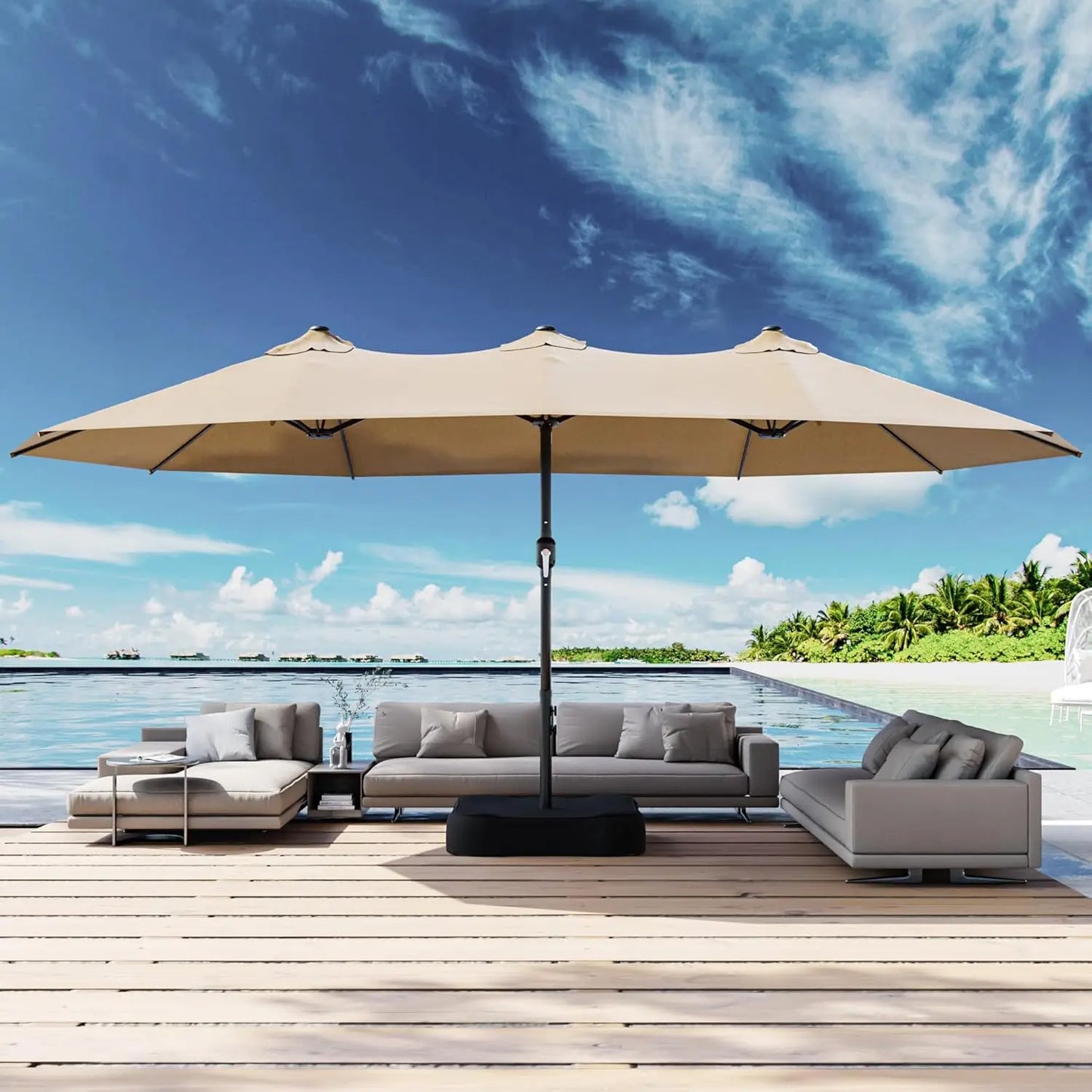Rectangle Double Sided Patio Umbrella With Base Included And Crank