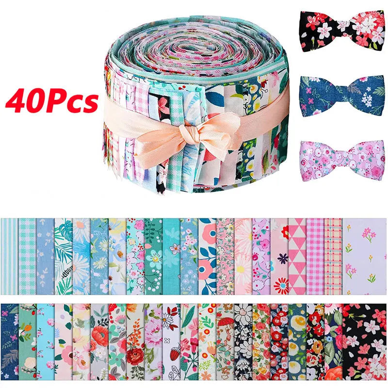 NONECN 40Pcs DIY Cotton Craft Fabric With Printed Patterns