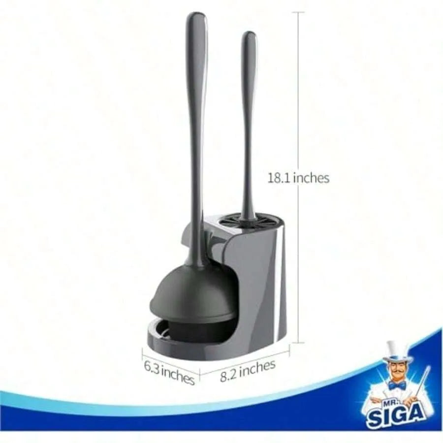 Toilet Plunger And Bowl Brush Combo Two Pack For Bathroom Cleaning