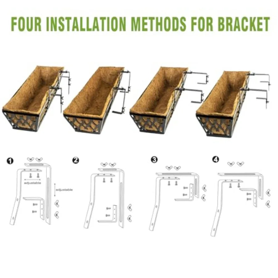 Window Boxes Planters Railing Planter Box With Adjustable Brackets