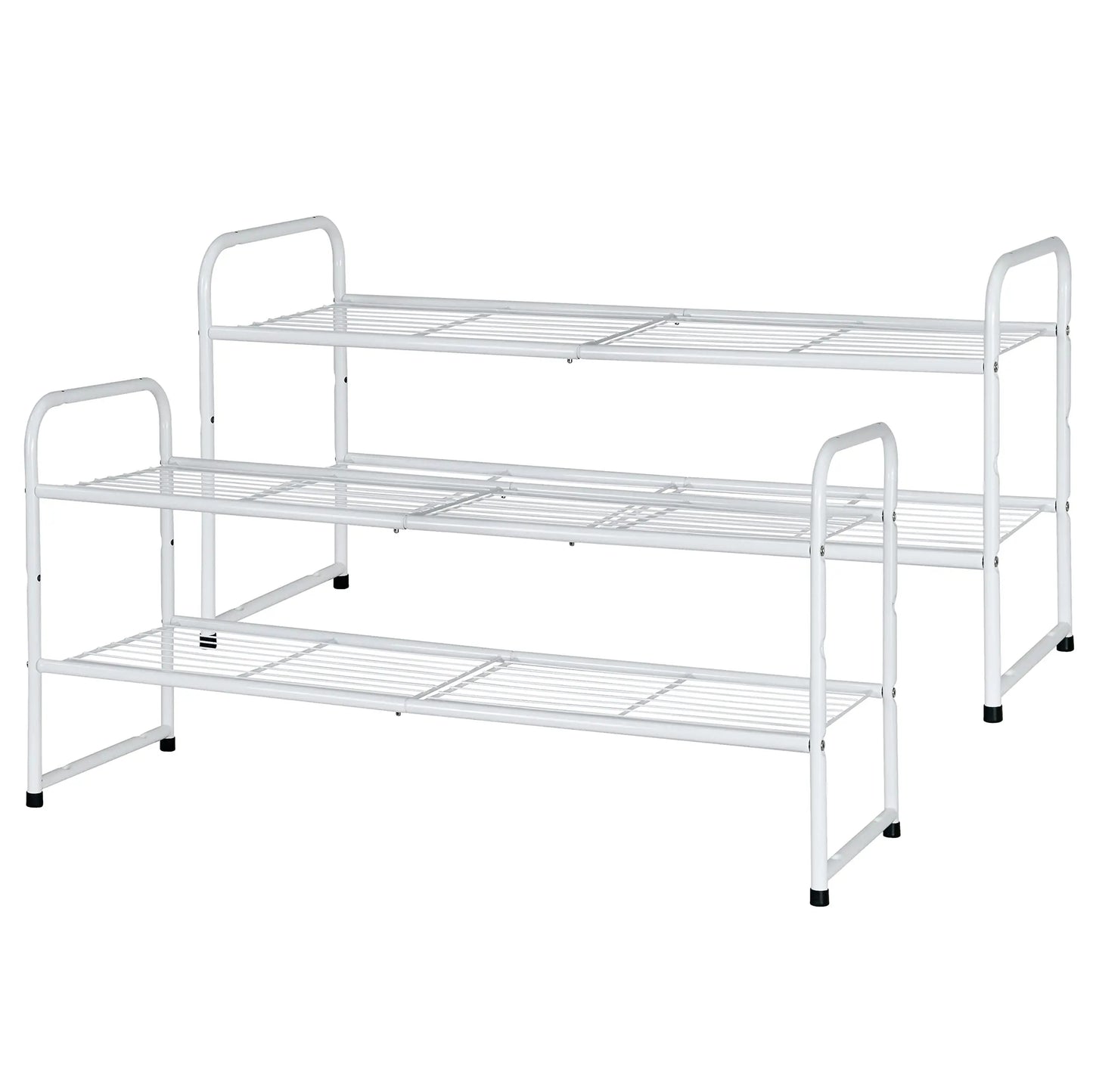 2 Pack Metal 2 Tier Stackable Wire Shoe Organizer Shelf