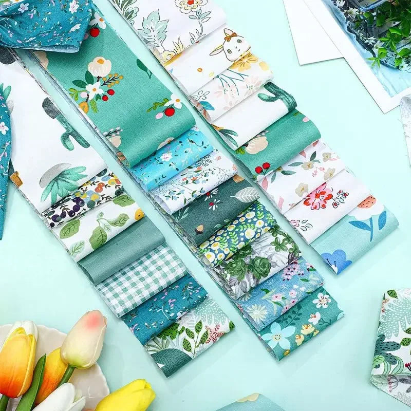NONECN 40Pcs DIY Cotton Craft Fabric With Printed Patterns