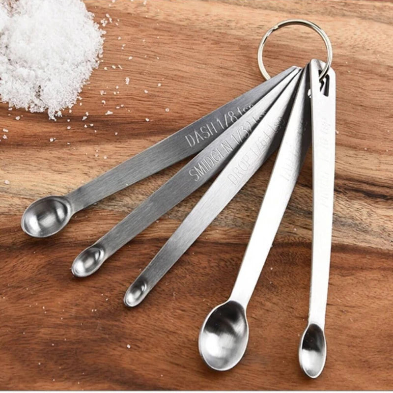 5 Piece Stainless Steel Measuring Spoons Set for Kitchen Use