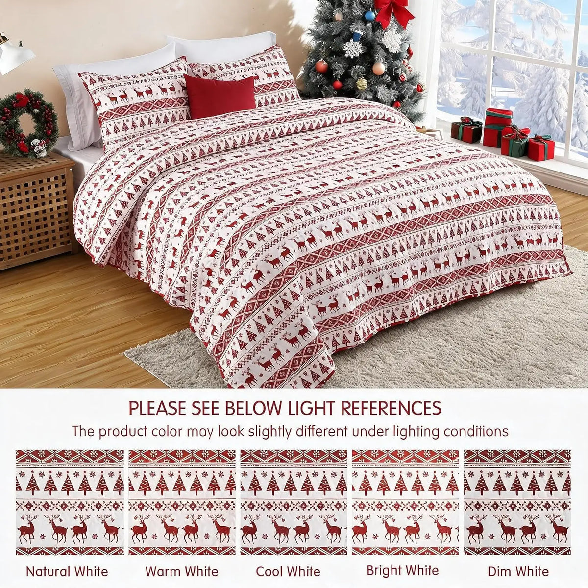 Christmas Snowflake Fleece Quilt Set With Soft Warm Bedding Blankets