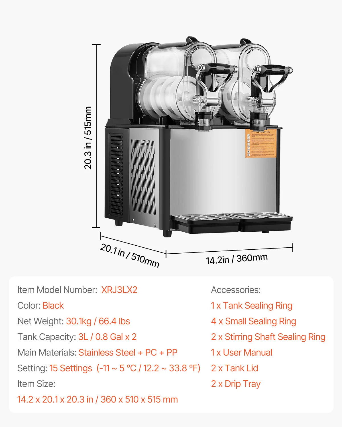 VEVOR Dual Tanks Slushy Machine For Margaritas And Frozen Drinks