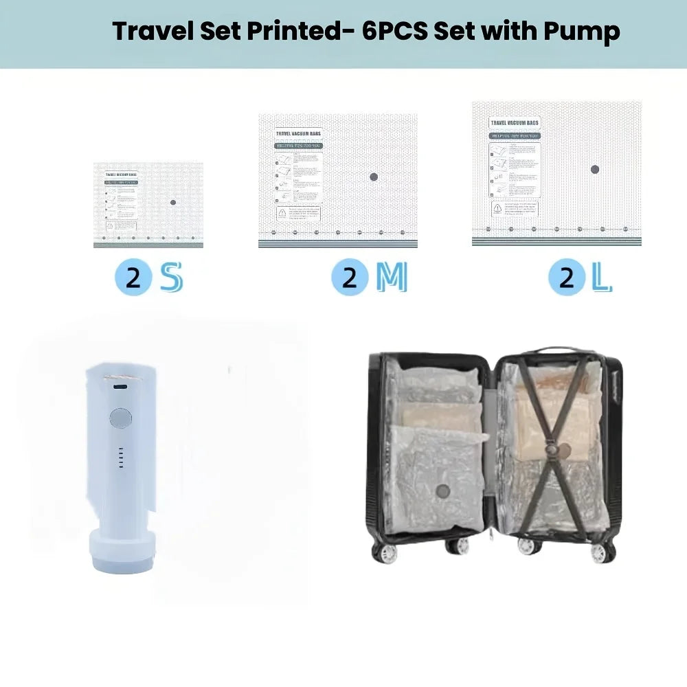 Vacuum Compression Storage Bags With Portable Pump For Space Saving