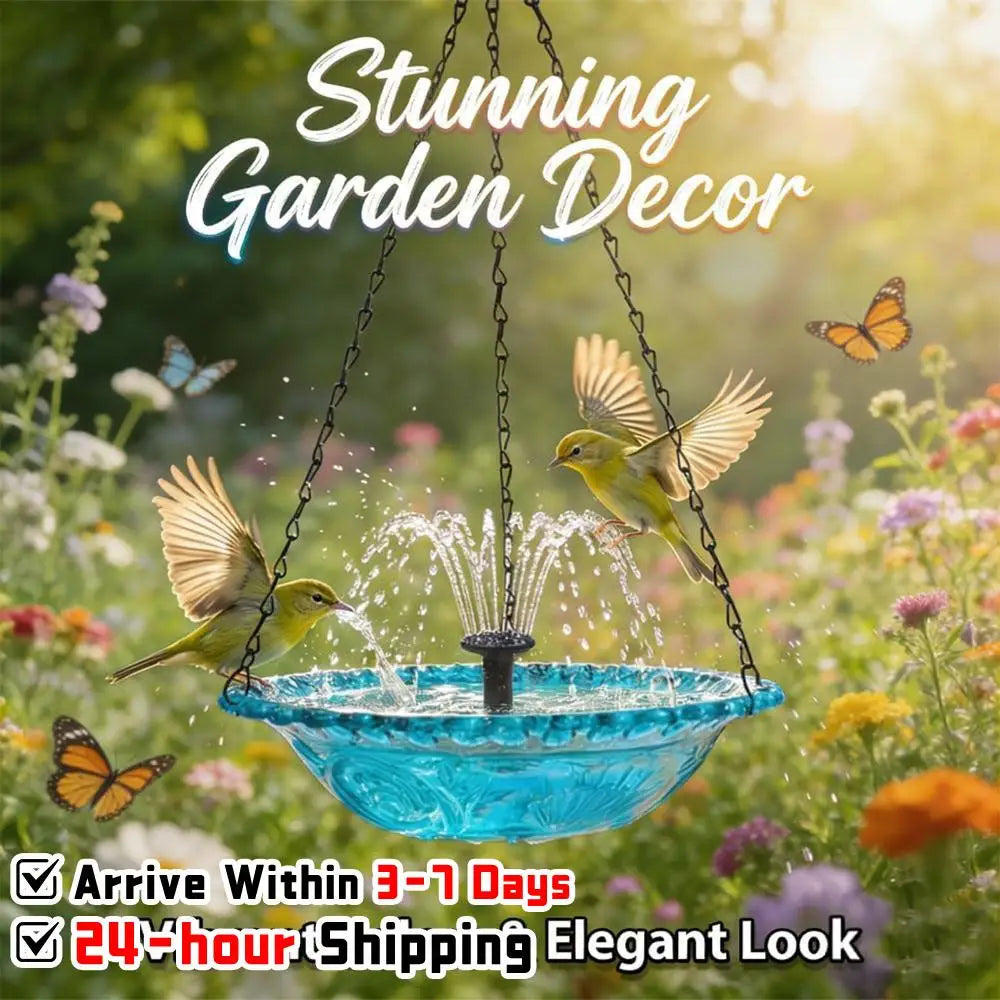Hanging Solar Bird Bath Fountain With Solar Pump For Garden