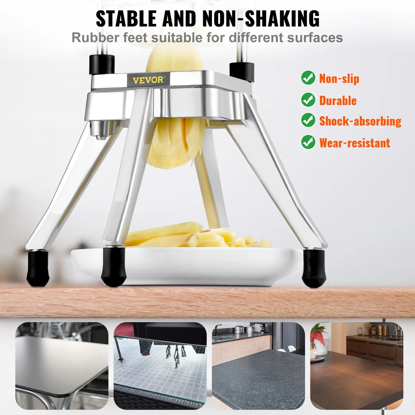 VEVOR Commercial Vegetable Dicer Cutter Potato Slicer Chopper Tray 4 Blades