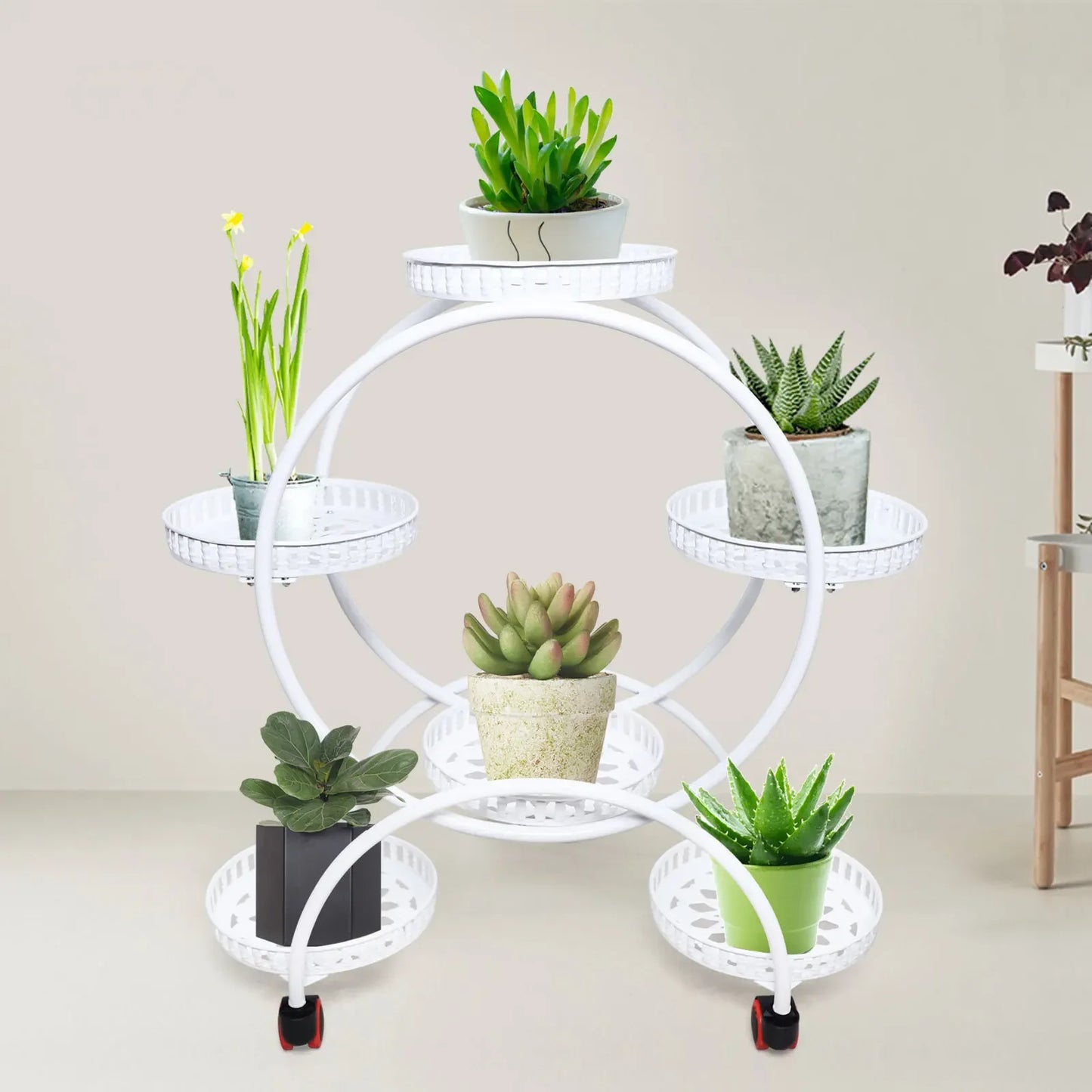 Metal 6 Pot Plant Stand for Patio Garden Living Room