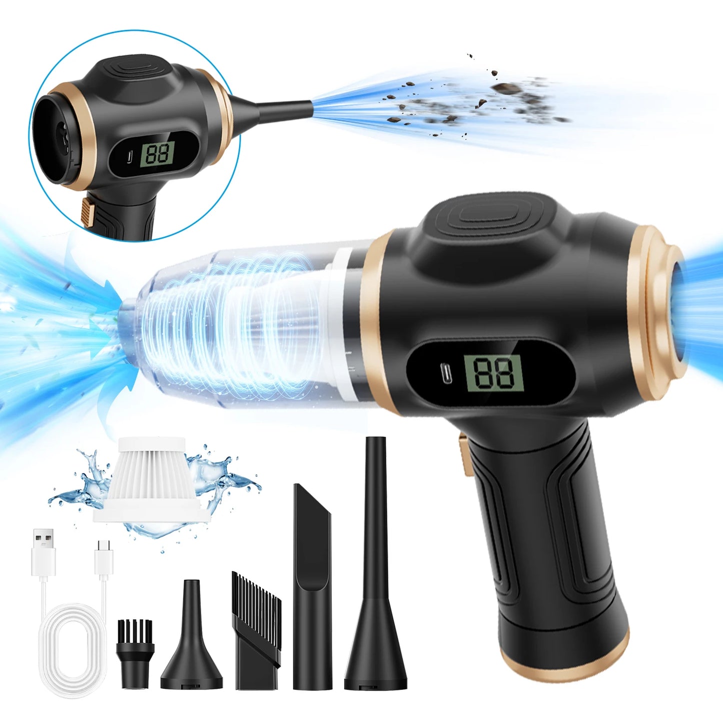 ABS Wireless Car Vacuum Cleaner High Power For Car And Home Cleaning
