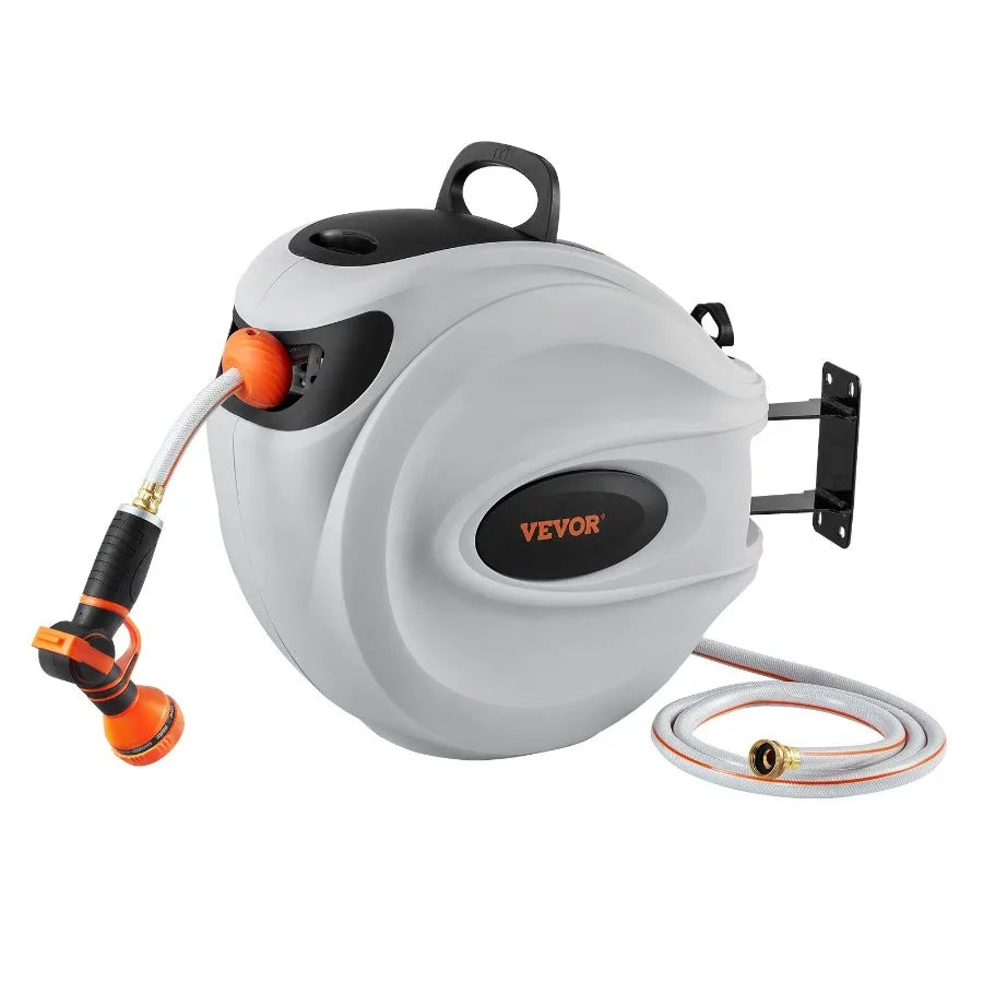 Wall Mounted Retractable Hose Reel With Swivel Bracket Nozzle
