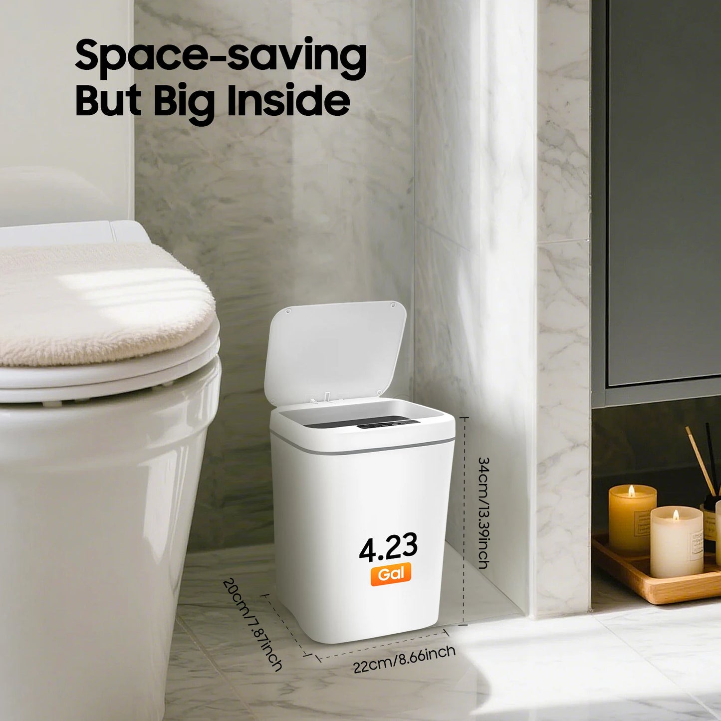 Bymaocar Intelligent Sensor Trash Can Touchless PP Waterproof IPX5