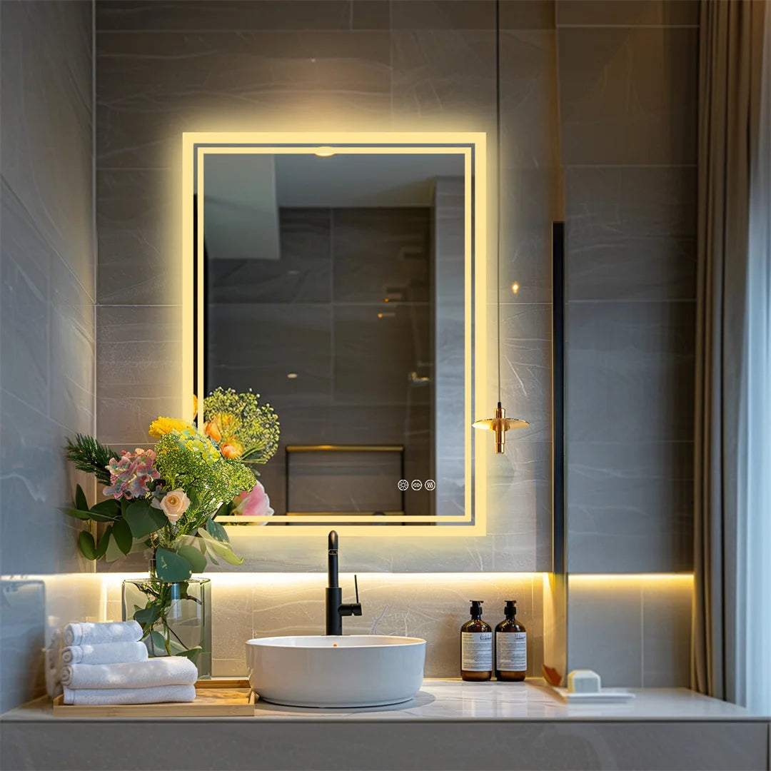 Luvodi Led Backlit Defog Bathroom Mirror With Dimmable Light
