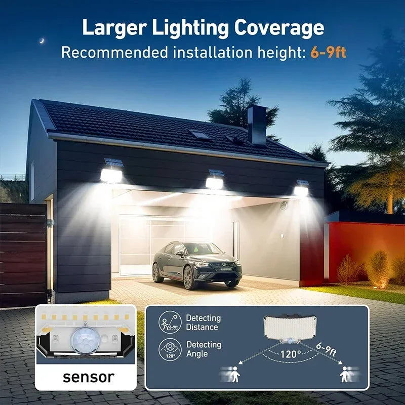 Solar Motion Sensor Outdoor Light LED Garden Wall Lamp IP65 Waterproof 3 Modes