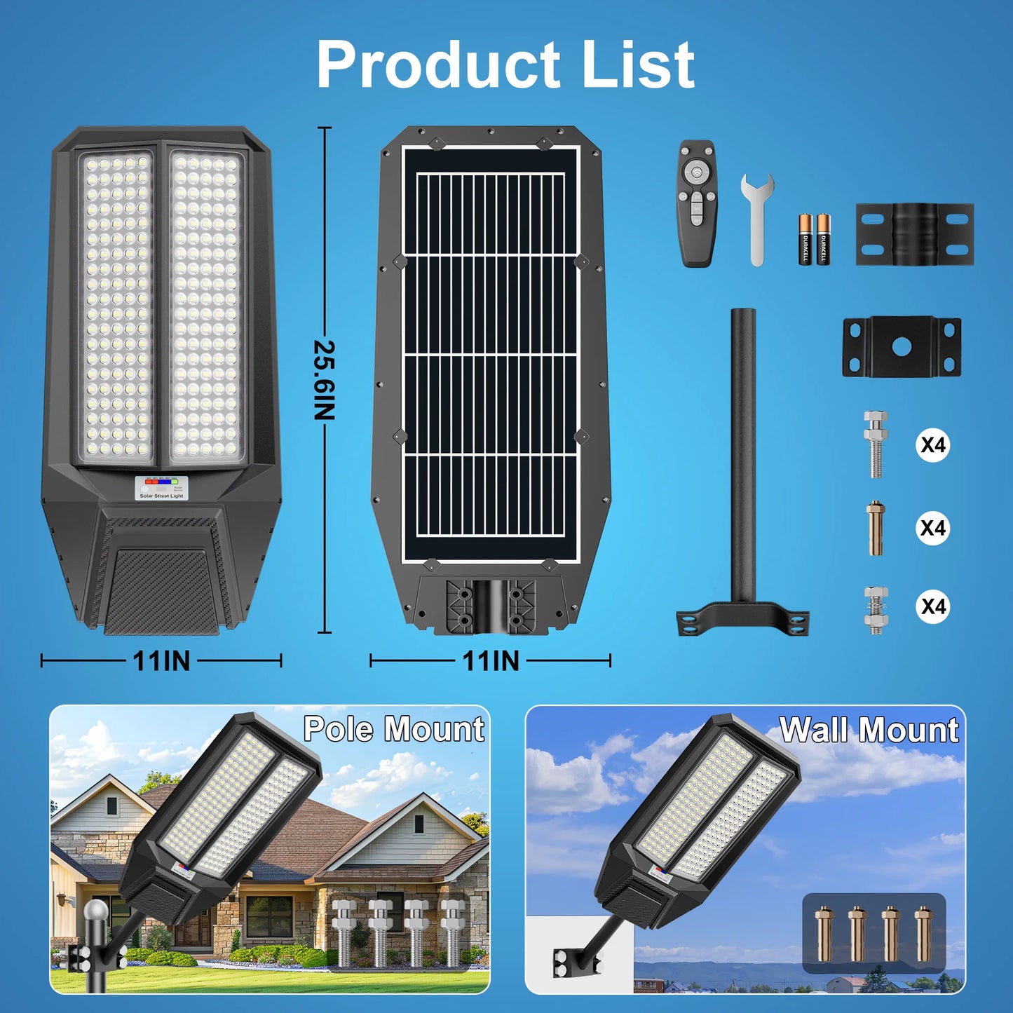 9000W Solar Street Light IP65 Dusk To Dawn Motion Sensor 2 Pack
