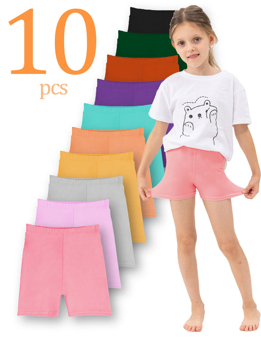 Girls Summer Biker Shorts Multipack Elastic Waist Polyester Elastane