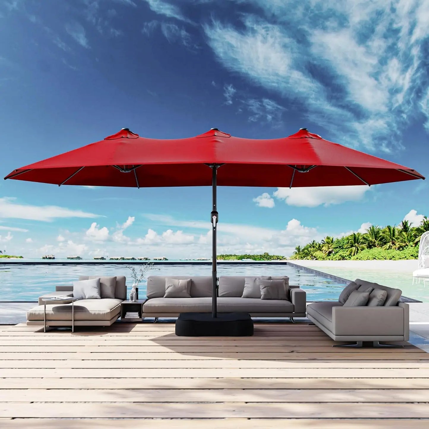Rectangle Double Sided Patio Umbrella With Base Included And Crank