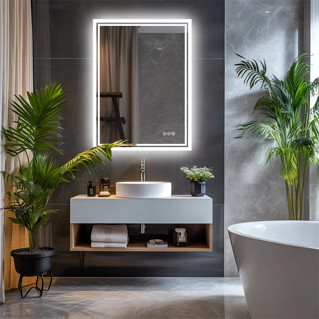 Luvodi Led Backlit Defog Bathroom Mirror With Dimmable Light