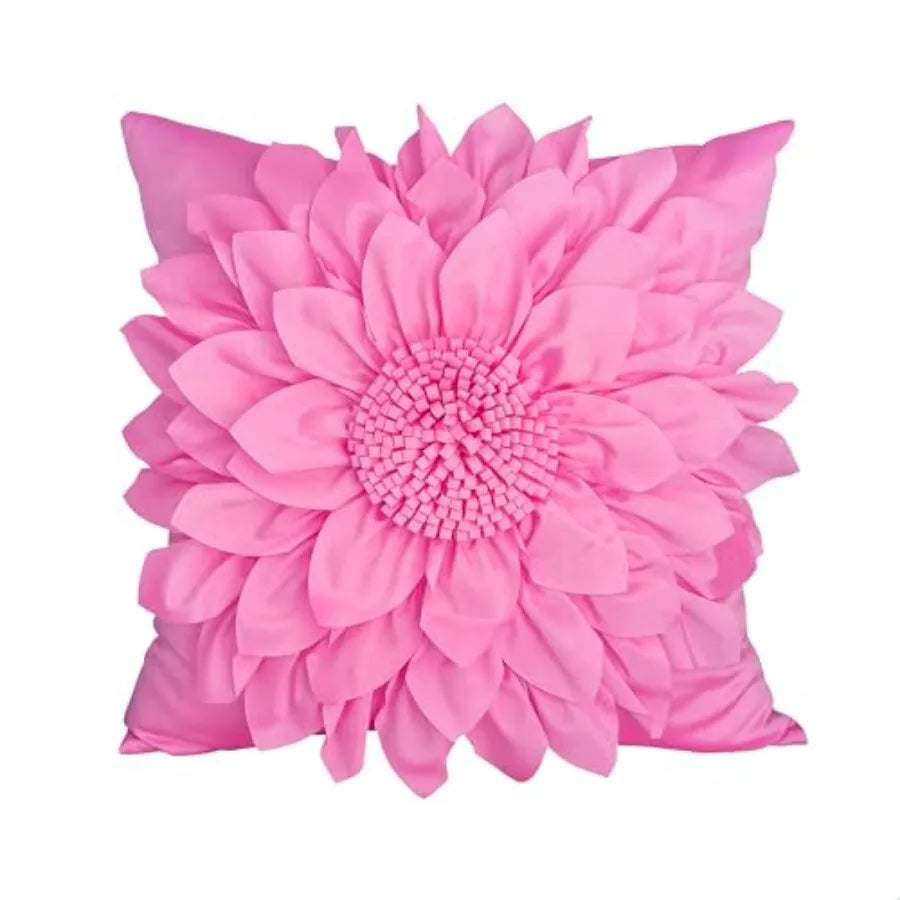 3D Sunflower Decorative Throw Pillow Covers for Bed Sofa Couch Car, Accent Floral Taffeta Cushion Cover, Handmade Pillow Cases