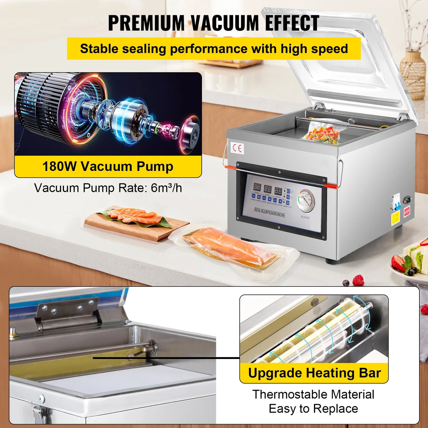 SucceBuy DZ-260C Chamber Vacuum Sealer Food Packaging 110V