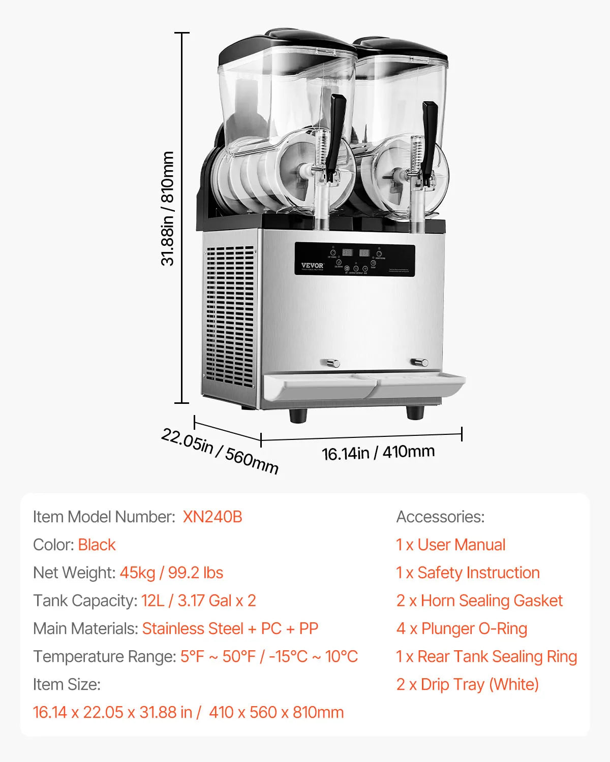 VEVOR Dual Tanks Slushy Machine For Margaritas And Frozen Drinks