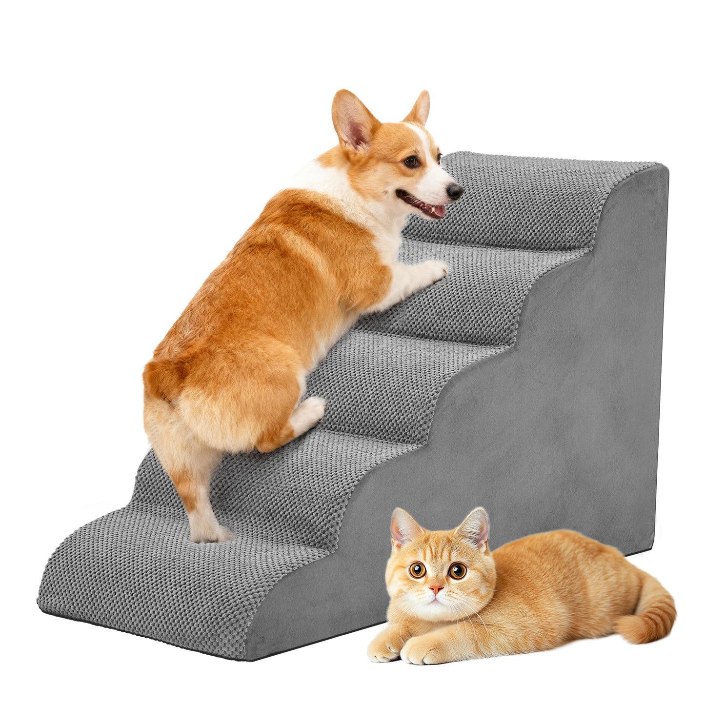 Jhk Premium Curved High Density Foam Pet Dog Stair Ramp