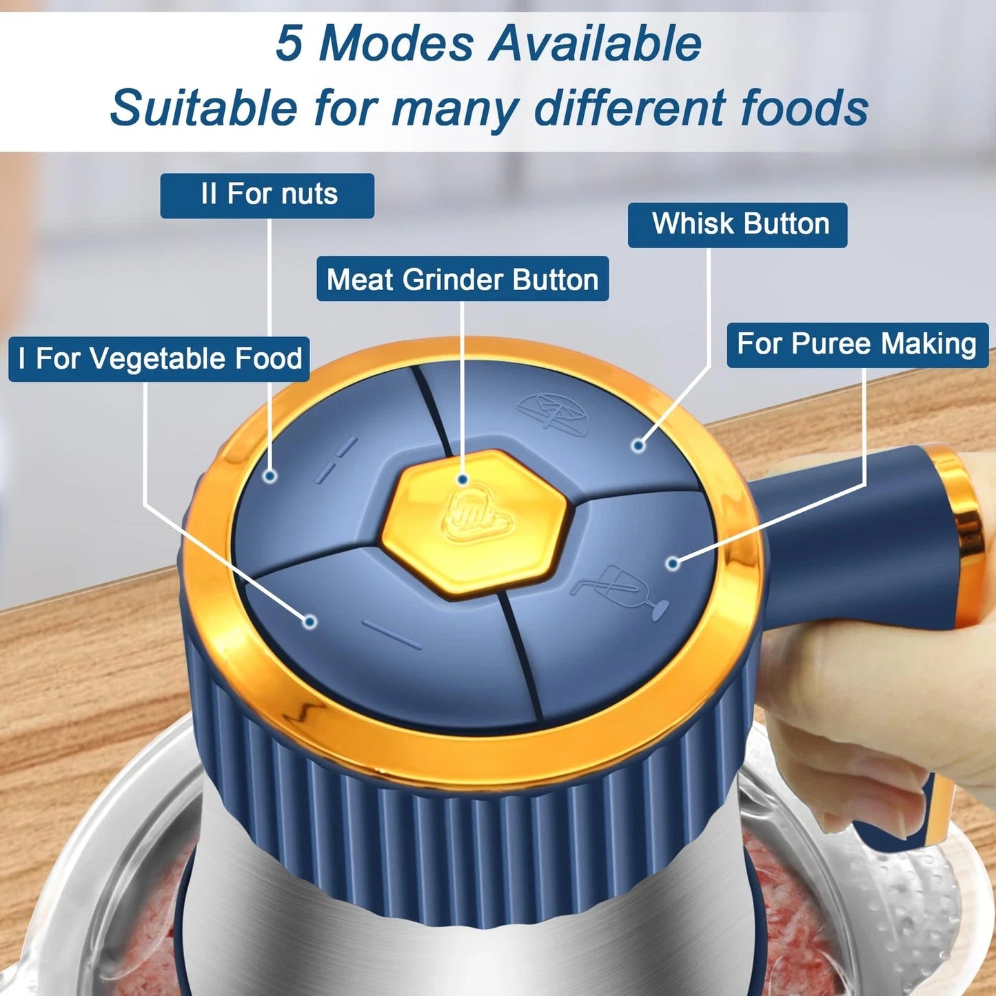 Electric Meat Grinder And Vegetable Slicer Chopper 304 Stainless Steel
