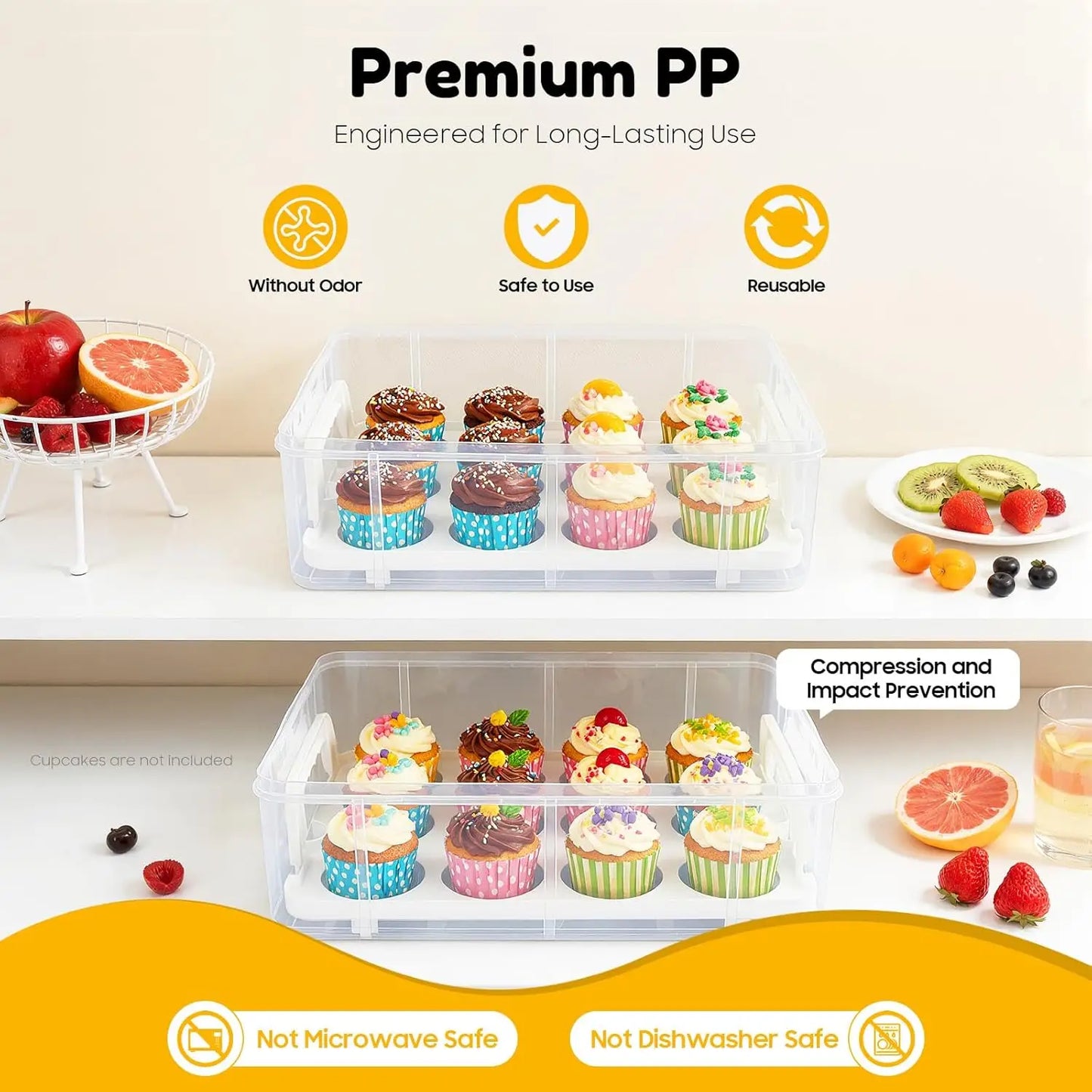 Bymaocar Four Tier Stacking Cupcake Carrier For Desserts