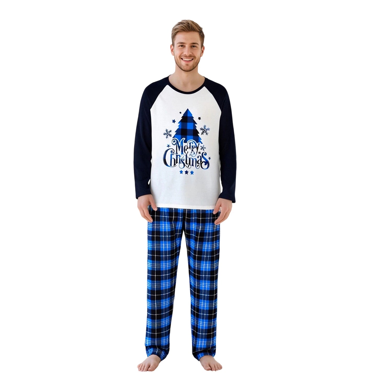 Family Christmas Pajama Set Reindeer Print Cozy Plaid