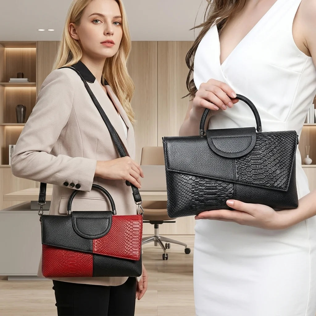 Women's Crocodile Pattern Shoulder Crossbody Tote Bag For Elegant Occasions