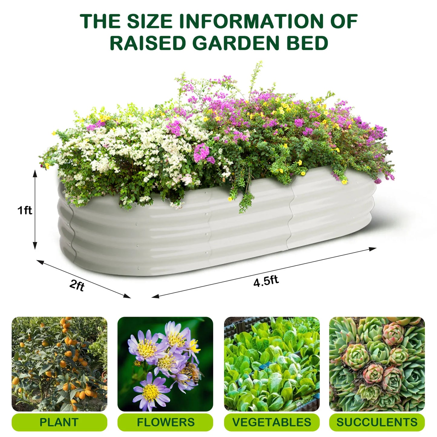 HiMISS Galvanized Steel Raised Garden Bed Two Pack Kit