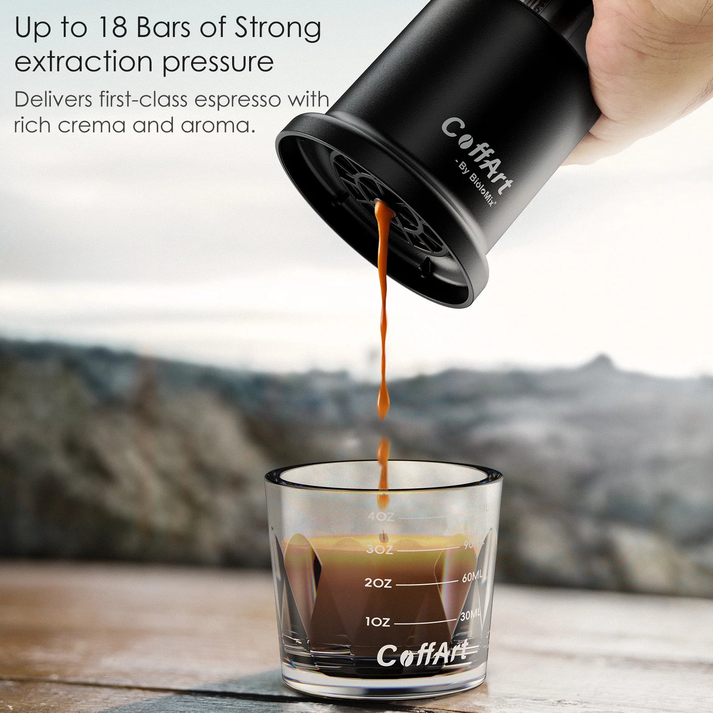 BioloMix 2 In 1 Manual Espresso Coffee Machine Hot/Cold Portable coffee Maker For NS Capsules & Ground Hand Press,hiking Camping