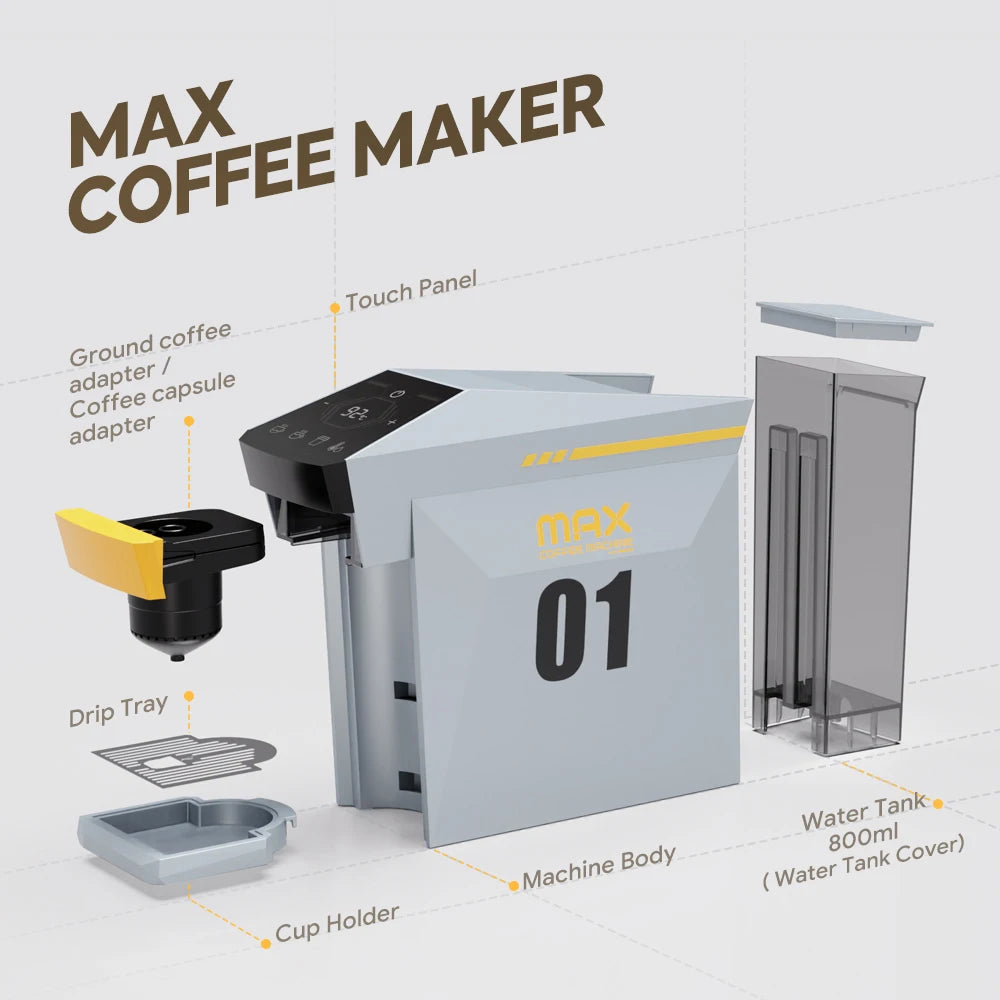 4-in-1 Capsule Coffee Machine Compatible with Dolce Gusto/Nes Capsule Pod/Ground Coffee/K-cup 19Bar Coffee Maker Cafeteria