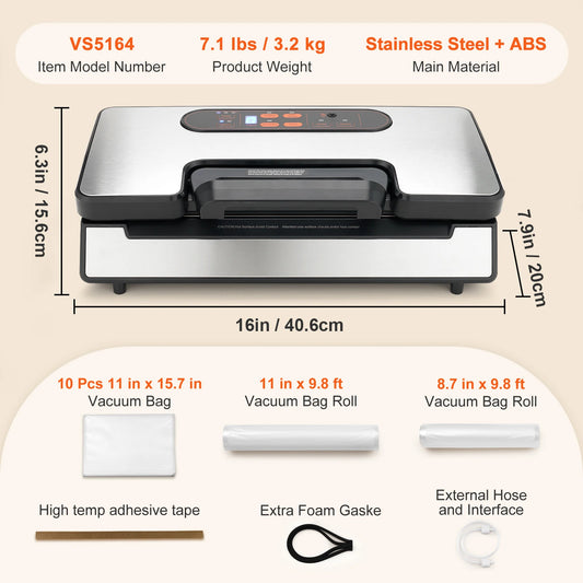 SucceBuy Vacuum Sealer Machine 12V 130W 90Kpa With 10 Bags