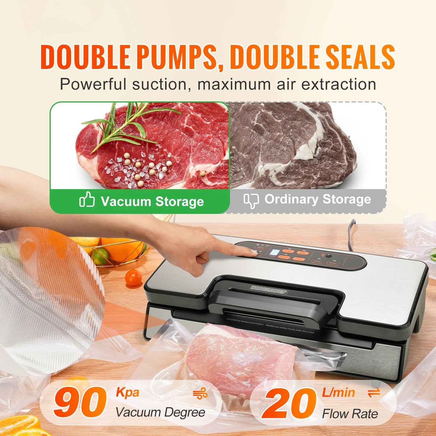 SucceBuy Vacuum Sealer Machine 12V 130W 90Kpa With 10 Bags