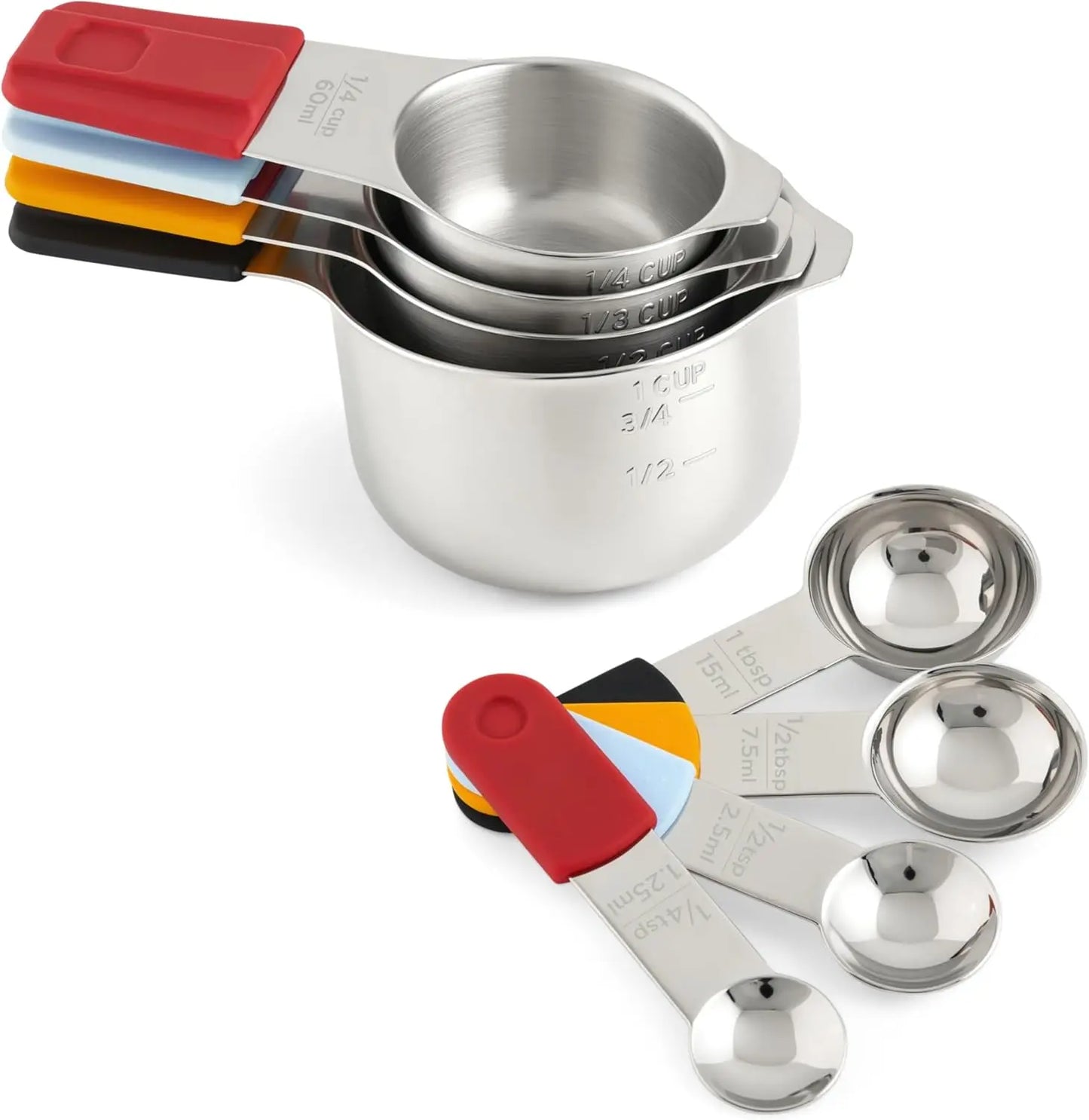 Magnetic Measuring Cups and Spoons Set 8-Piece Stainless Steel