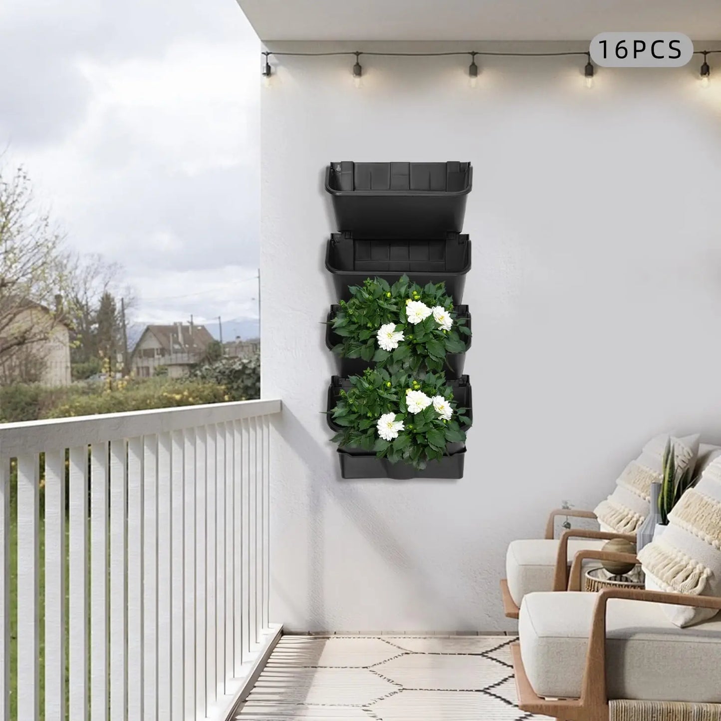Bymaocar Self Watering Vertical Wall Planter With 16 Pots
