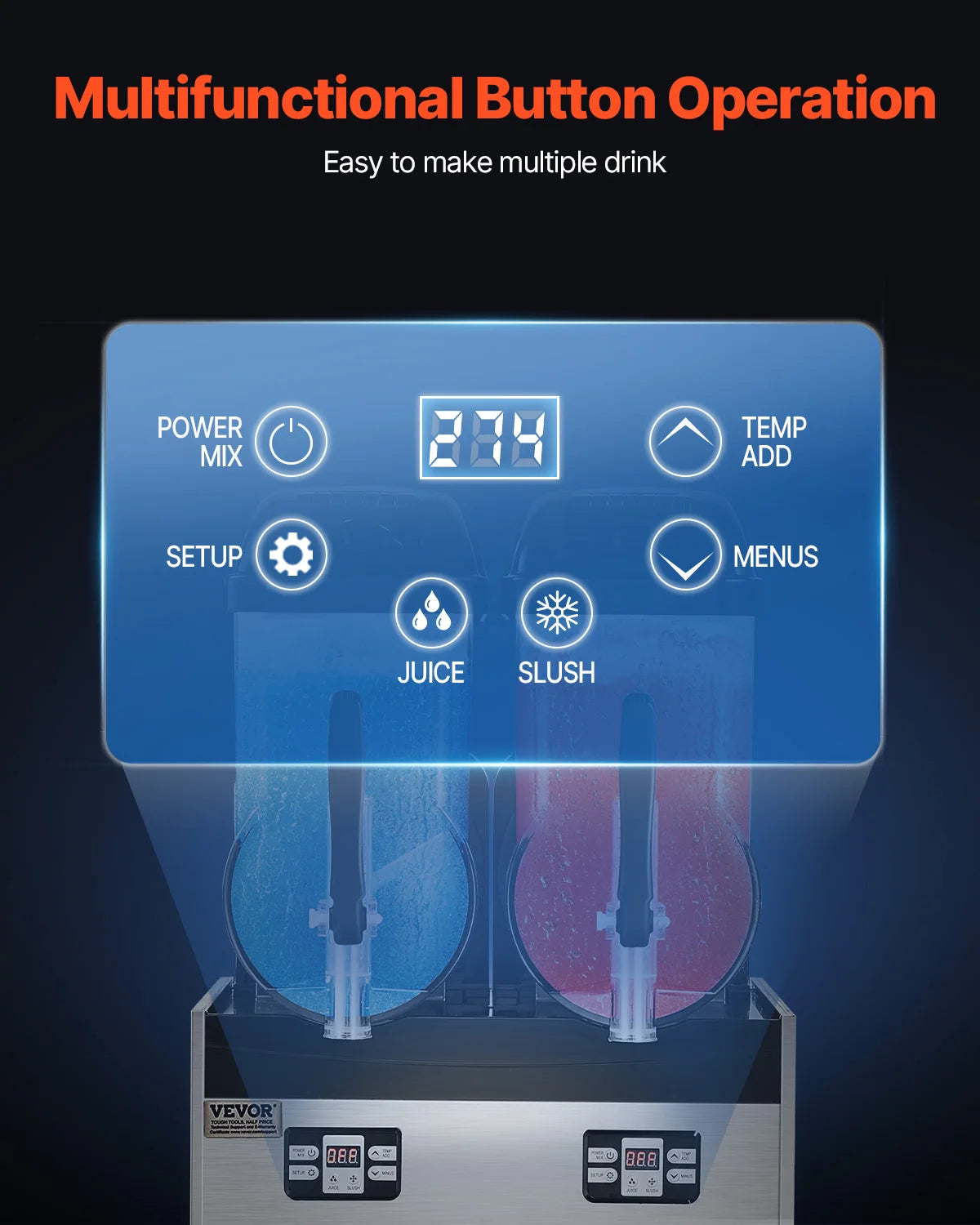 VEVOR Dual Tanks Slushy Machine For Margaritas And Frozen Drinks