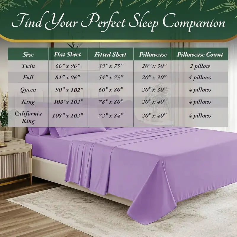 Bamboo Cooling Sheet Set With Pillowcases For Hot Sleepers