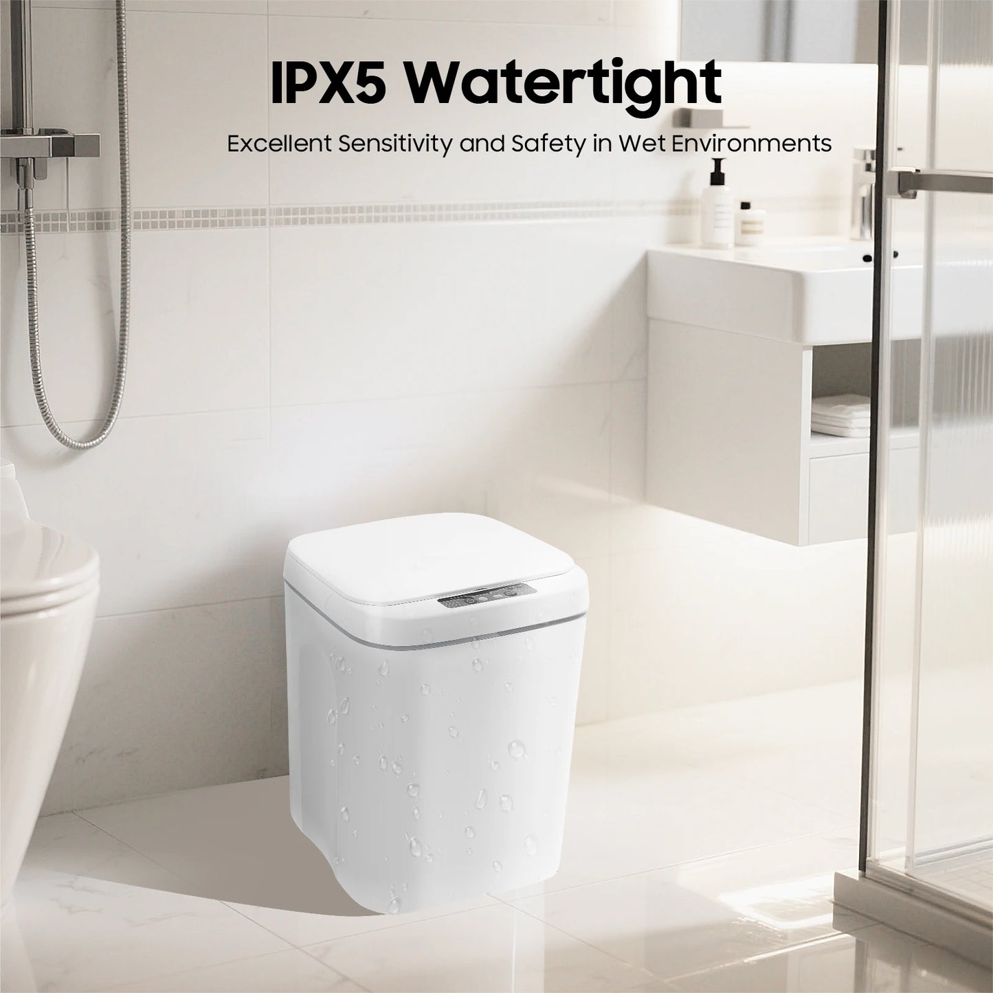 Bymaocar Intelligent Sensor Trash Can Touchless PP Waterproof IPX5