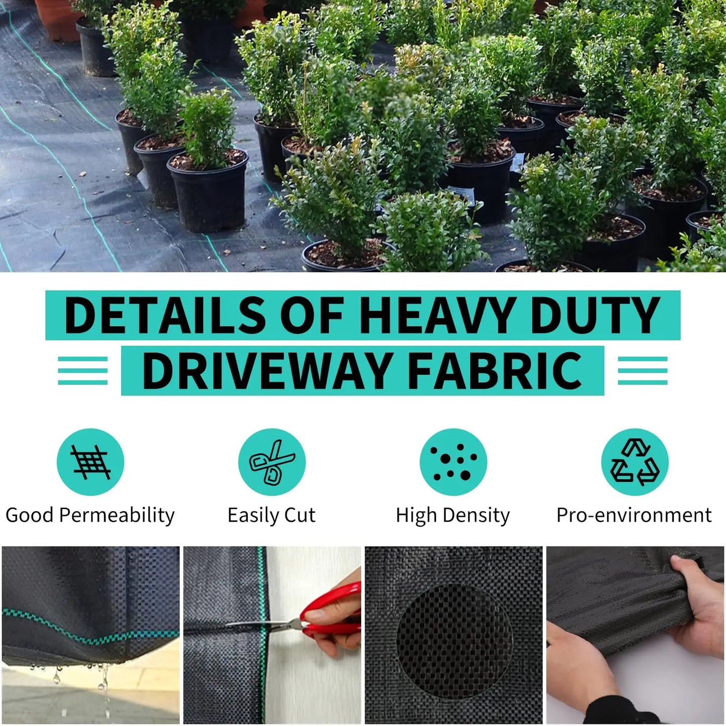 HiMIS Weed Barrier Landscape Fabric Heavy Duty Woven Garden Cloth