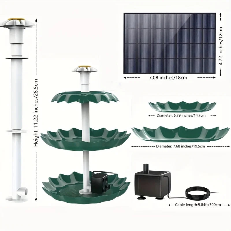 6.5W Solar Pump Bird Bath Fountain With Detachable Design