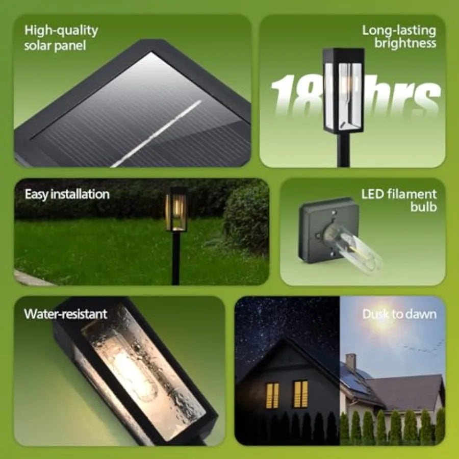 8 Packs Solar Pathway Lights Outdoor, Glass Metal Led Garden Landscape Lightings, 3000K Warm White, Waterproof for Decor Yard,