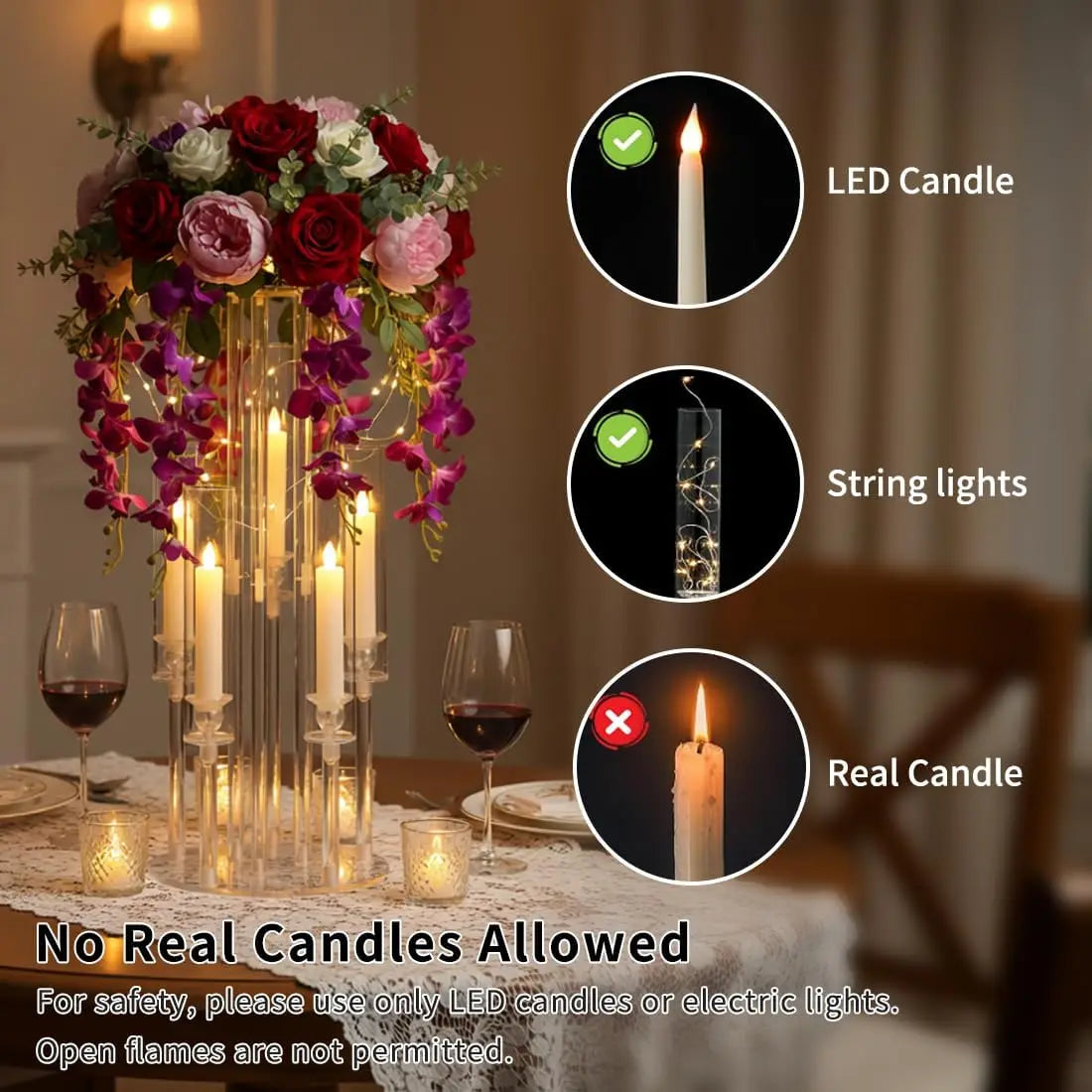 Clear Acrylic Five Arm Candelabra For Wedding Reception Table Centerpiece