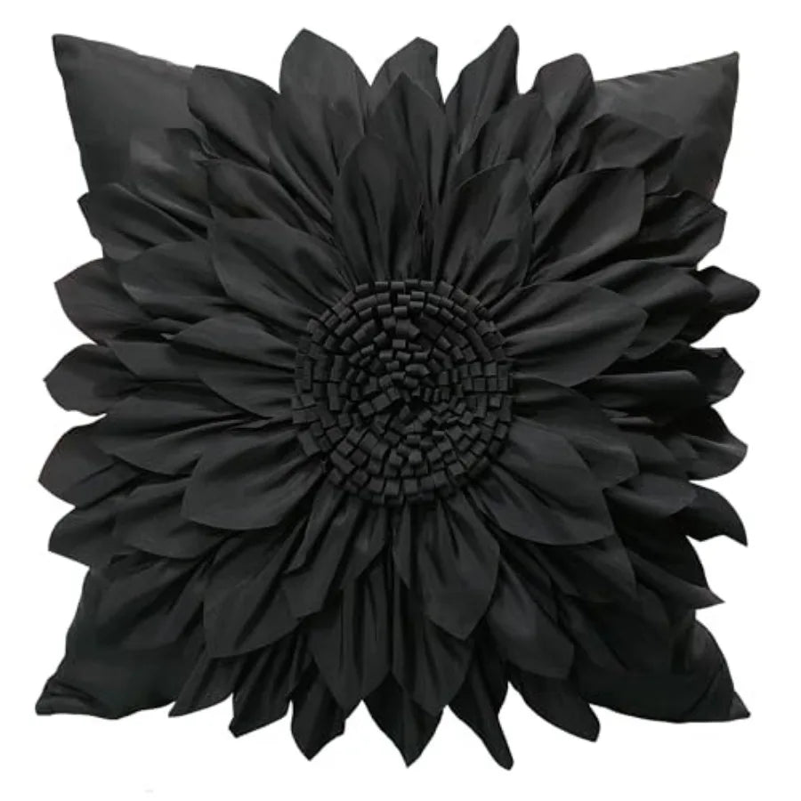 3D Sunflower Decorative Throw Pillow Covers for Bed Sofa Couch Car, Accent Floral Taffeta Cushion Cover, Handmade Pillow Cases