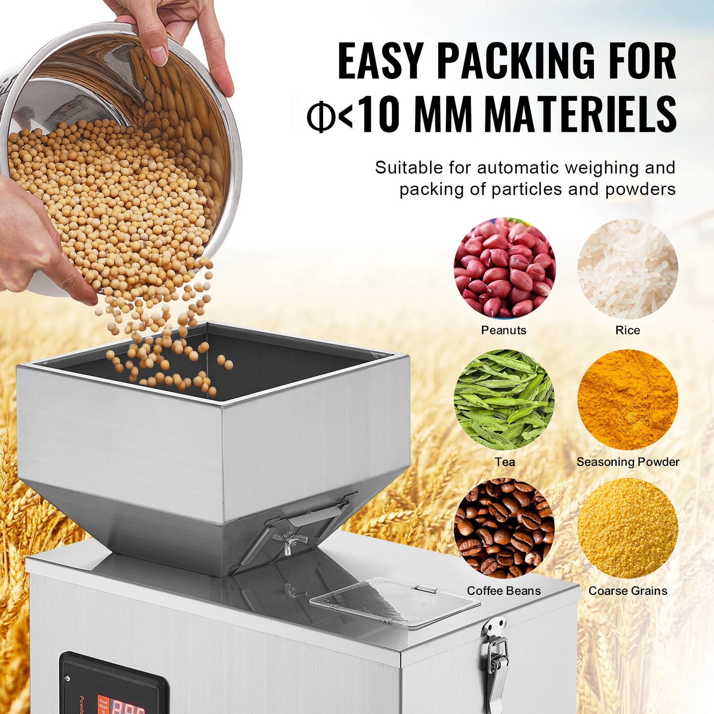 SucceBuy 1-100g/1-200g/10-500g Powder Filling Machine Automatic Intelligent Particle Weighing Dispenser Machine  for Tea Seeds