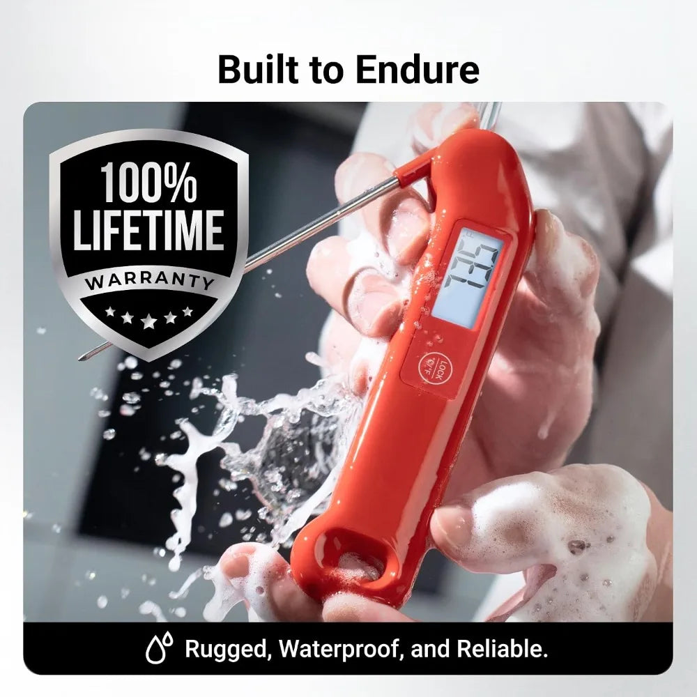 Instant Read Meat Thermometer With 0.5F Accuracy Waterproof Backlit