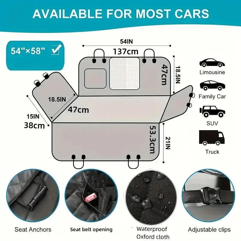 Dog Car Seat Cover Waterproof Hammock Nonslip For Cars